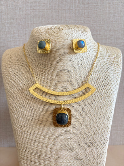 Nishitha Labradorite 18K Gold-Plated Brass Necklace Set