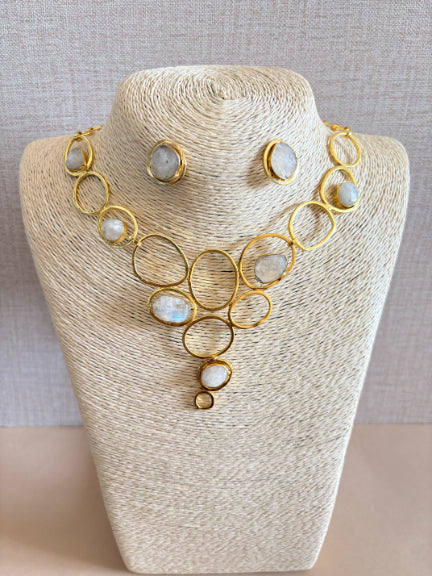 Somaya moonstone 18K Gold-Plated Brass Necklace Set