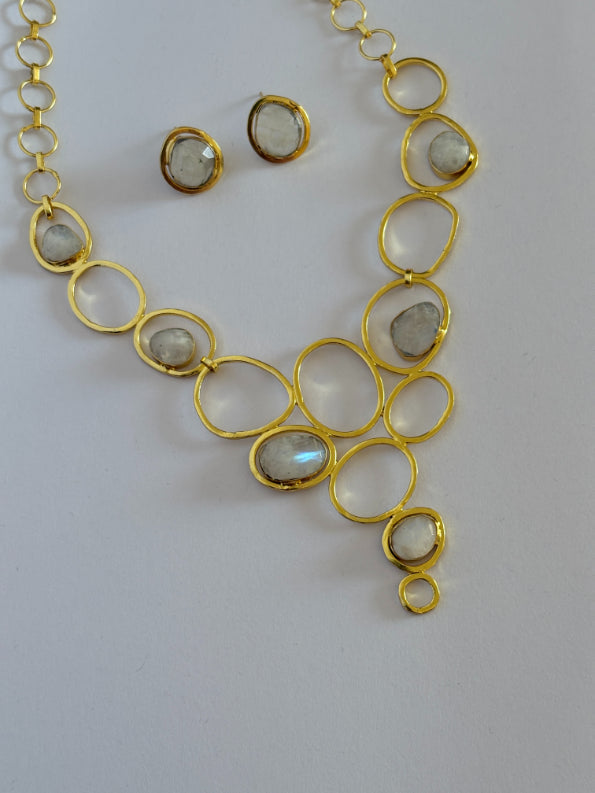 Somaya moonstone 18K Gold-Plated Brass Necklace Set
