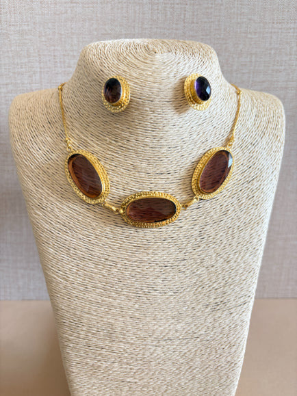 Ameya amethyst 18K Gold-Plated Brass Choker Set