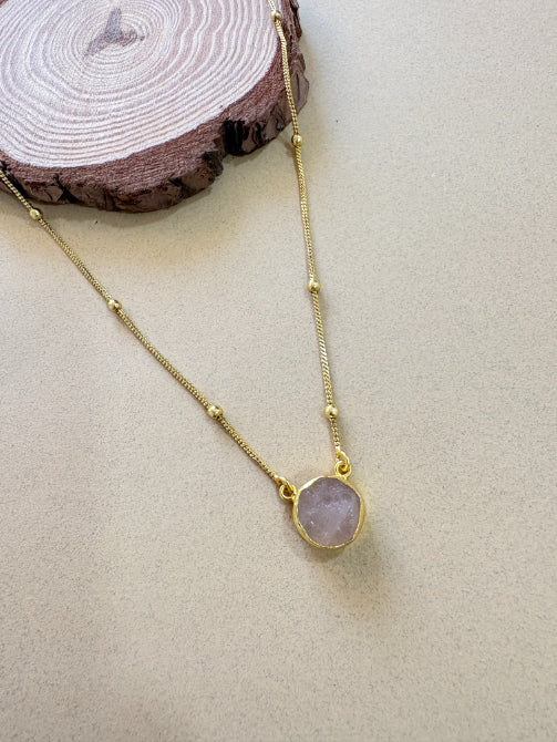 Anura rose quartz 18K Gold-Plated Brass Neckpiece