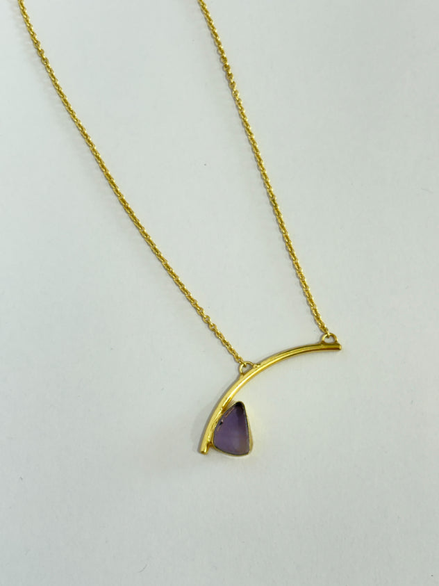 Reva Amethyst 18K Gold-Plated Brass Neckpiece