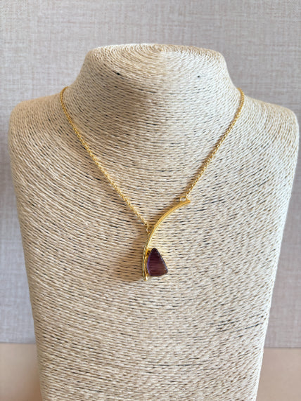 Reva Amethyst 18K Gold-Plated Brass Neckpiece