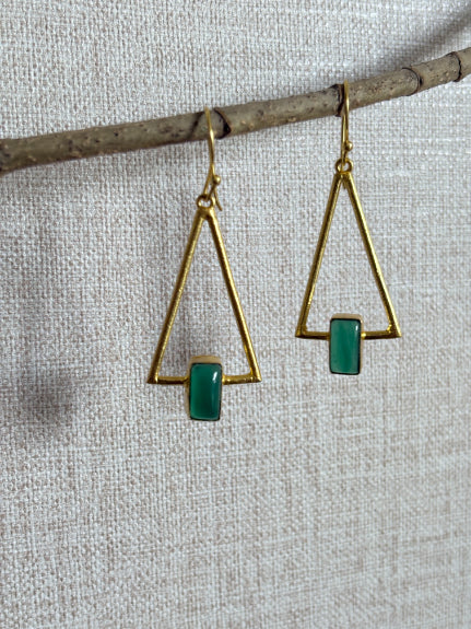 Tara Green Onyx 18K Gold-Plated Brass Earrings