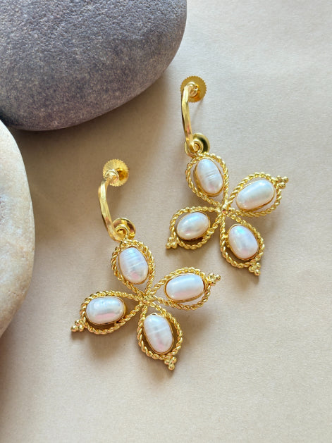 Mogra Freshwater pearl 18K Gold-Plated Brass Earrings