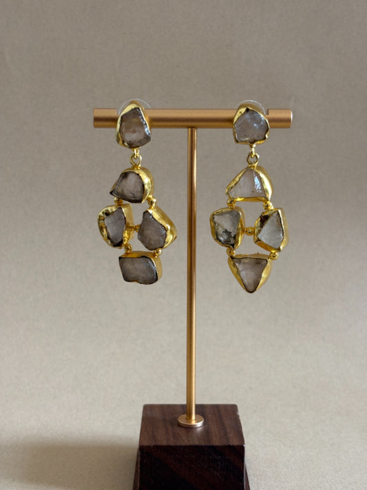 Vamika Rose Quartz 18K Gold-Plated Brass Earrings