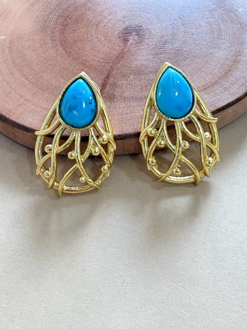 Aarya Turquoise 18K Gold-Plated Brass Earrings
