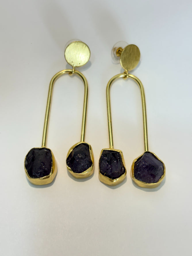 Aarika 18K Gold-Plated Brass Amethyst Stud Earrings