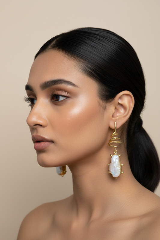 Aavarta Freshwater Baroque Pearl 18K Gold-Plated Brass Statement Earrings