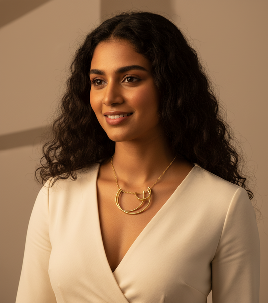 Nishka Crescent 18K gold-Plated Brass Necklace