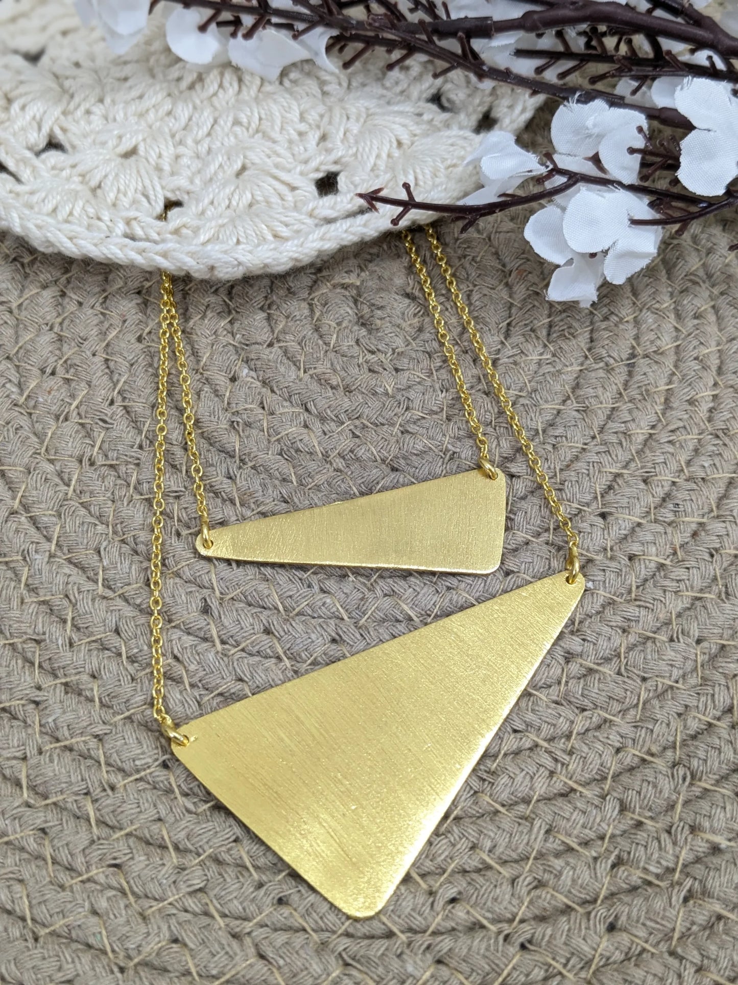 Brass Asymmetric trigon necklace
