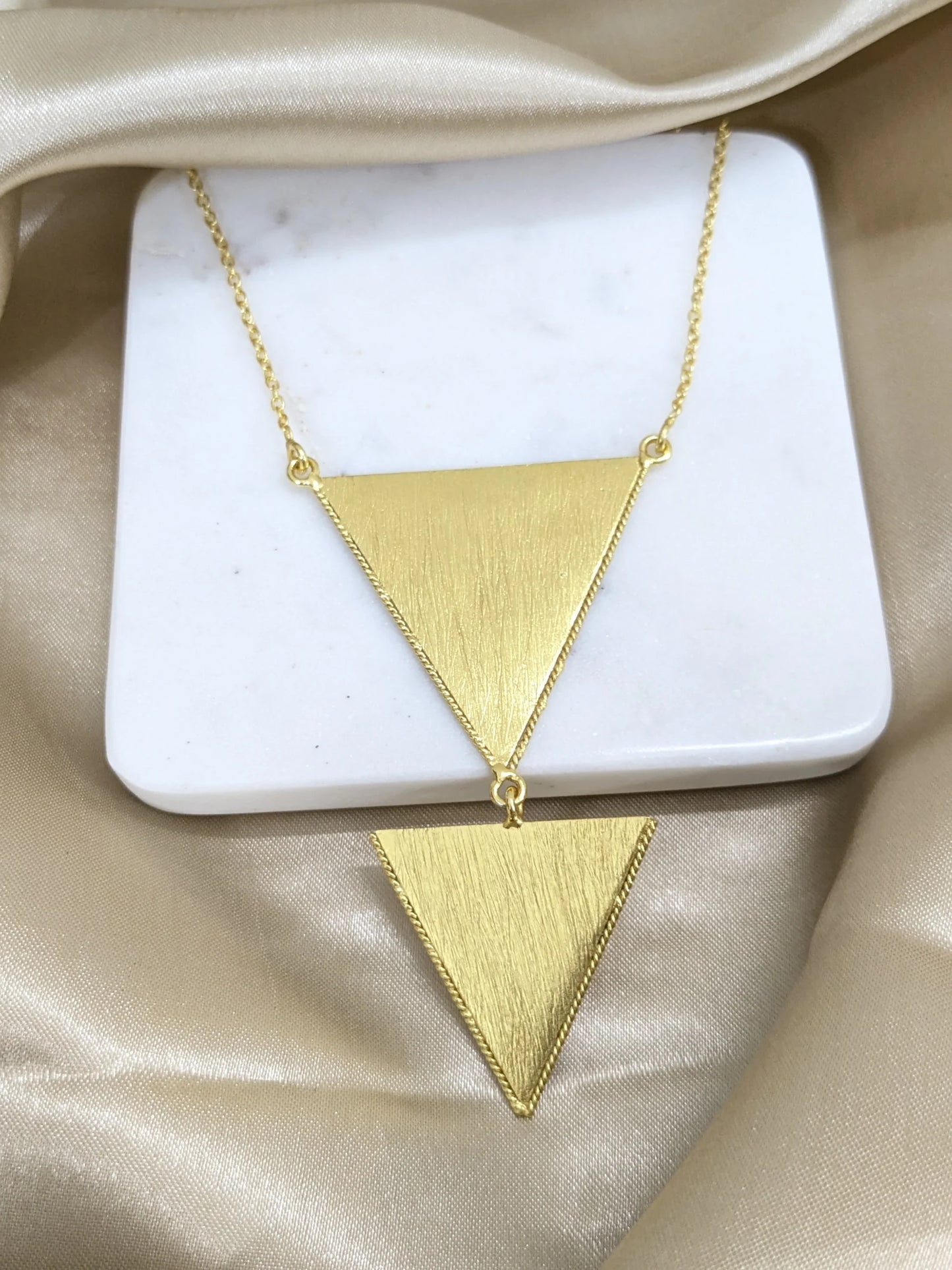 Brass Triad Charm Necklace