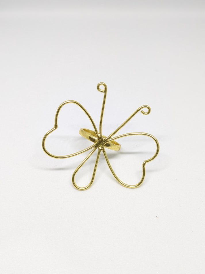Brass Butterfly Charm ring adjustable