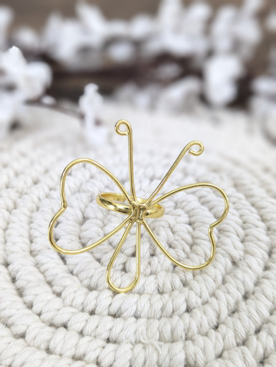 Brass Butterfly Charm ring adjustable