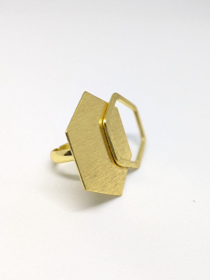 Triksha Hexa 18K Gold-Plated Brass Ring
