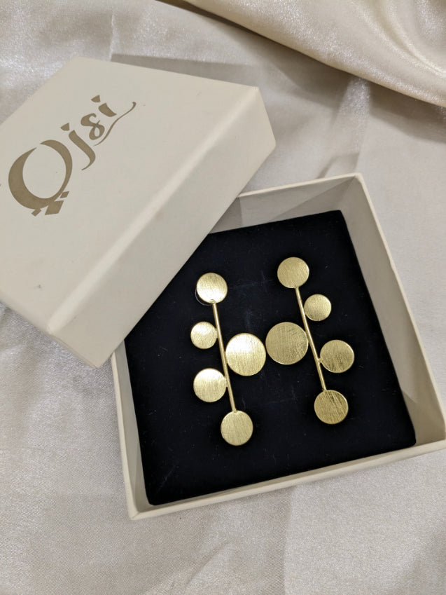 Brass gold plated statement Orbit stud Earrings