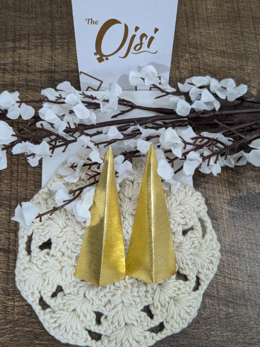 Brass gold plated Prism Stud Earrings