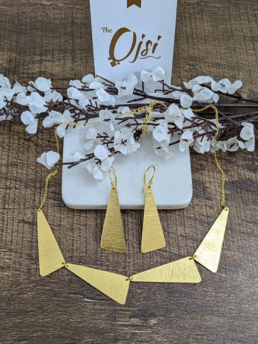 Golden Prism Brass Necklace Set