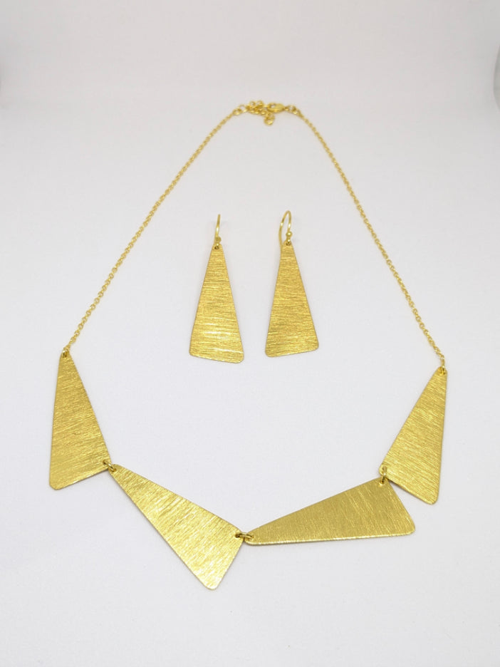 Golden Prism Brass Necklace Set