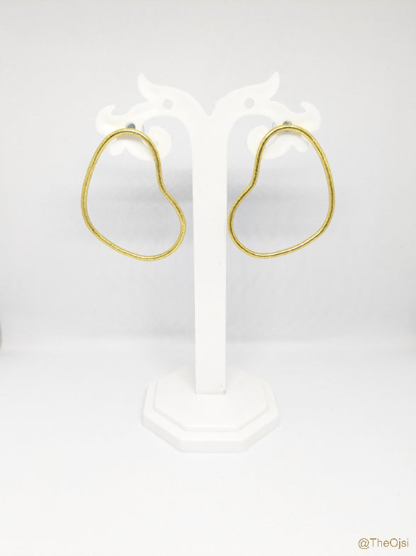 Golden Hearts brass stud earrings