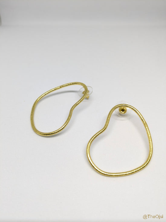 Golden Hearts brass stud earrings