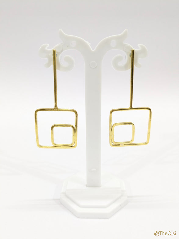 Golden Nexus Drop Brass earrings