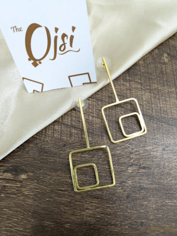 Golden Nexus Drop Brass earrings