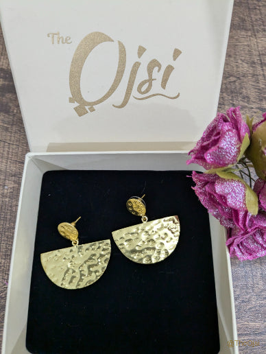 Golden Eclipse danglers brass stud earrings