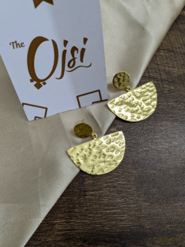 Golden Eclipse danglers brass stud earrings