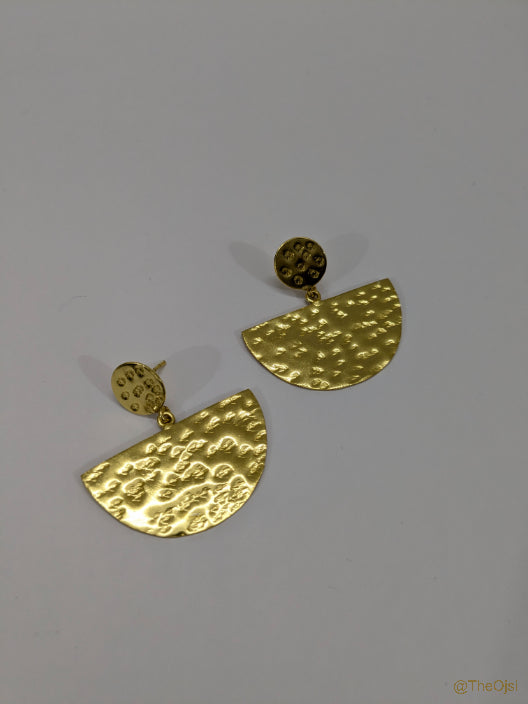 Golden Eclipse danglers brass stud earrings