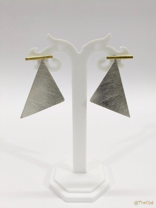 Prismatic Elegance Brass stud earrings