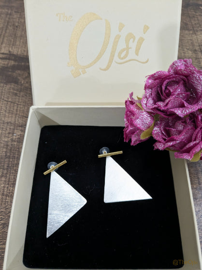 Prismatic Elegance Brass stud earrings