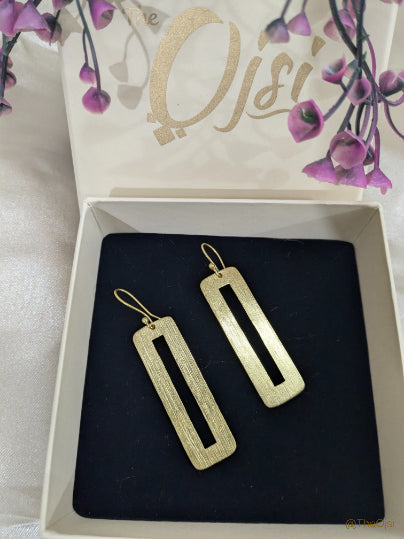 Golden Frame Dangles Brass earrings