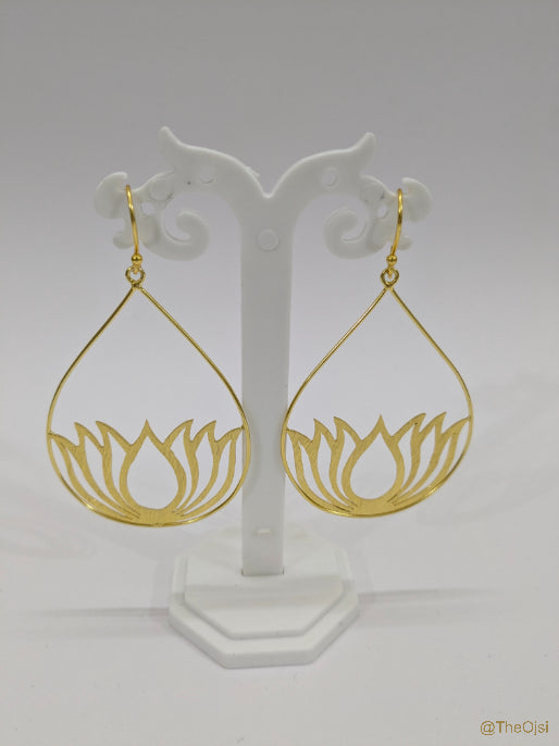 Golden Lotus drops earrings