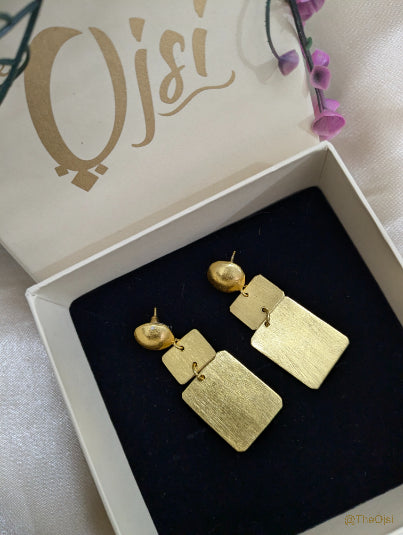 Gilded Harmony Danglers brass stud earrings