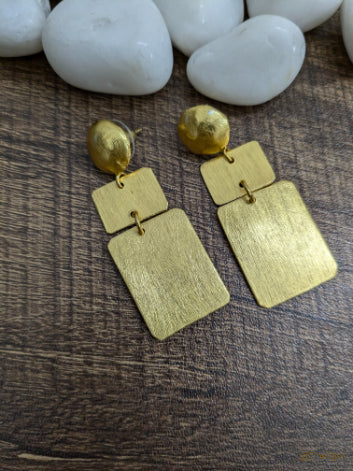 Gilded Harmony Danglers brass stud earrings