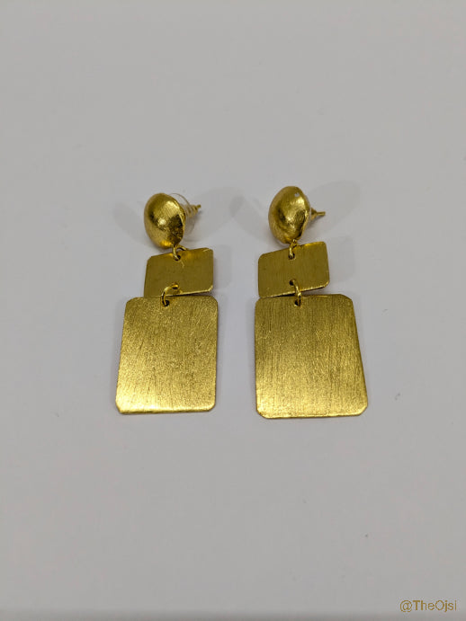 Gilded Harmony Danglers brass stud earrings