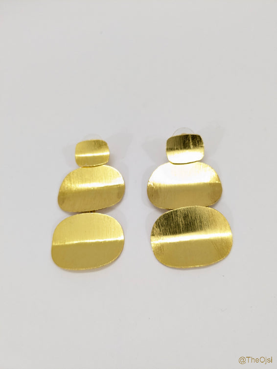 Luminous layers brass earrings
