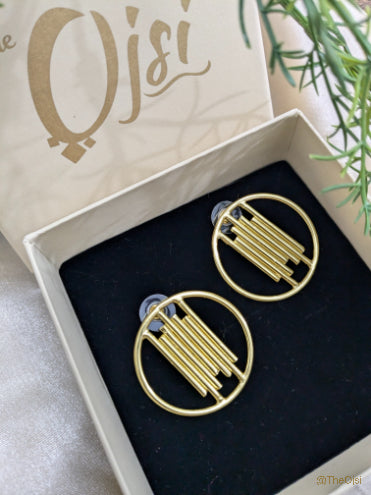 Harmony Hoops brass stud earrings