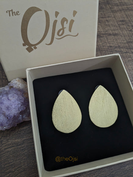 Golden Drops brass stud earrings