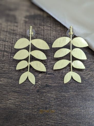 Golden Leaves brass stud earrings