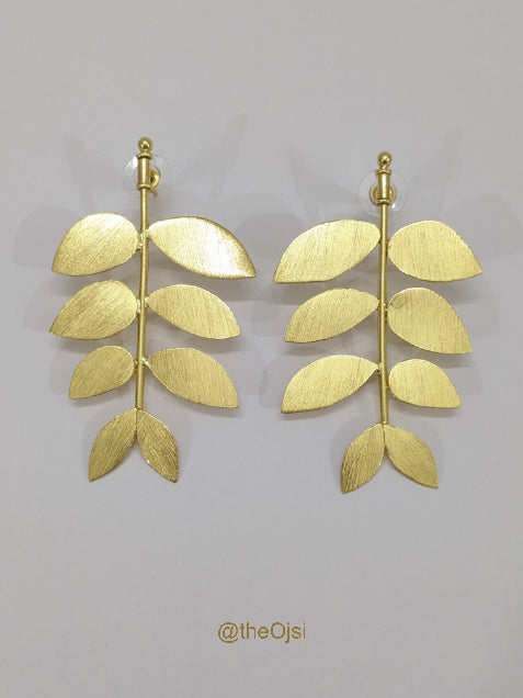 Golden Leaves brass stud earrings