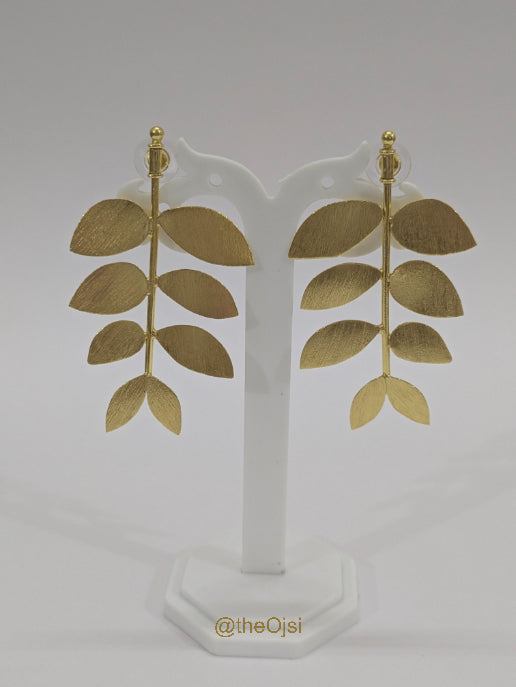 Golden Leaves brass stud earrings