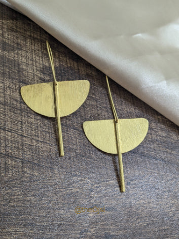 Golden Crescent Drops brass stud earrings