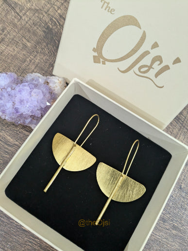 Golden Crescent Drops brass stud earrings