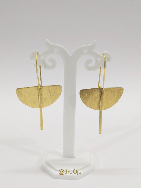 Golden Crescent Drops brass stud earrings
