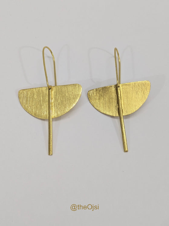 Golden Crescent Drops brass stud earrings