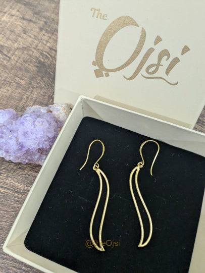 Golden waves brass dangler earrings