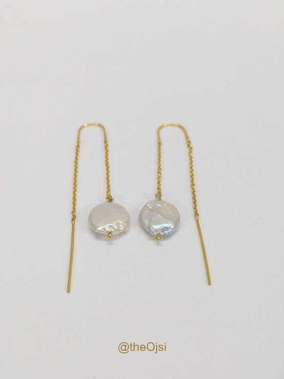 Pearl Pendulum brass sui dhaga earrings
