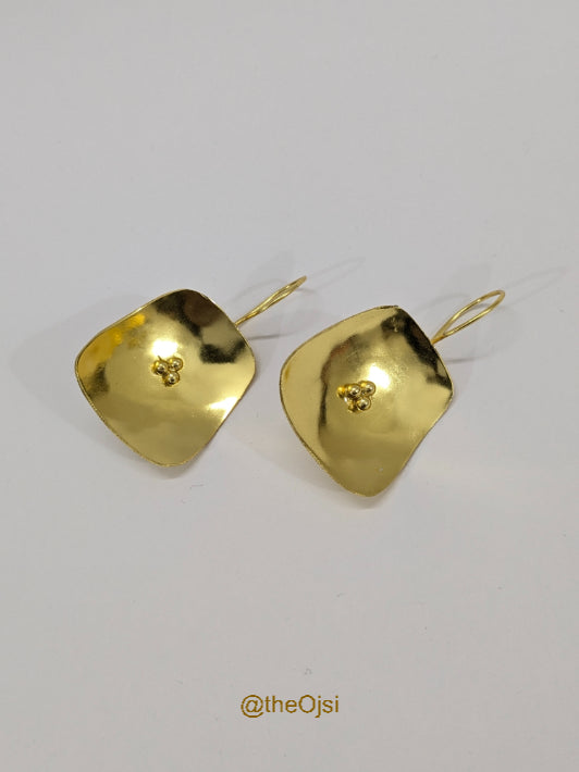 Golden Bloom Drops brass dangler earrings